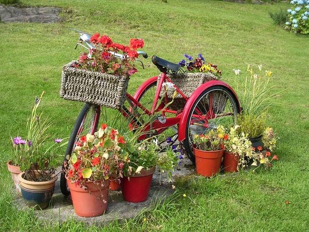 تزئین باغچه با استفاده از دوچرخه